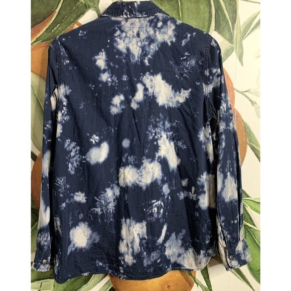 Current Elliot Size 2 Medium Blue Tie Dye Button Front Long Sleeve Shirt - Picture 4 of 4